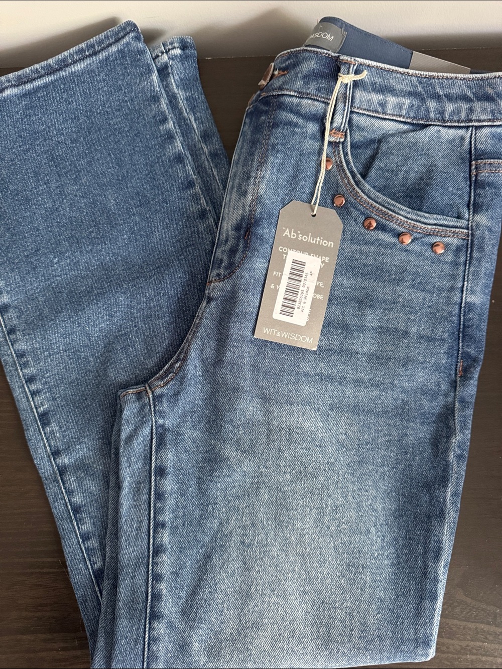 Wit & Wisdom Blue Straight Leg Jeans with Copper Studs